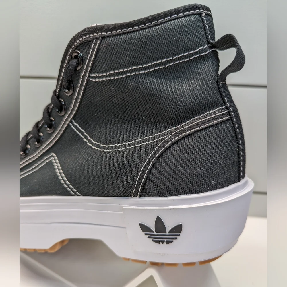 Adidas Nizza Trek Black White Casual Platform Hi Top Canvas Sneakers Women's 7.5 - Picture 5 of 11